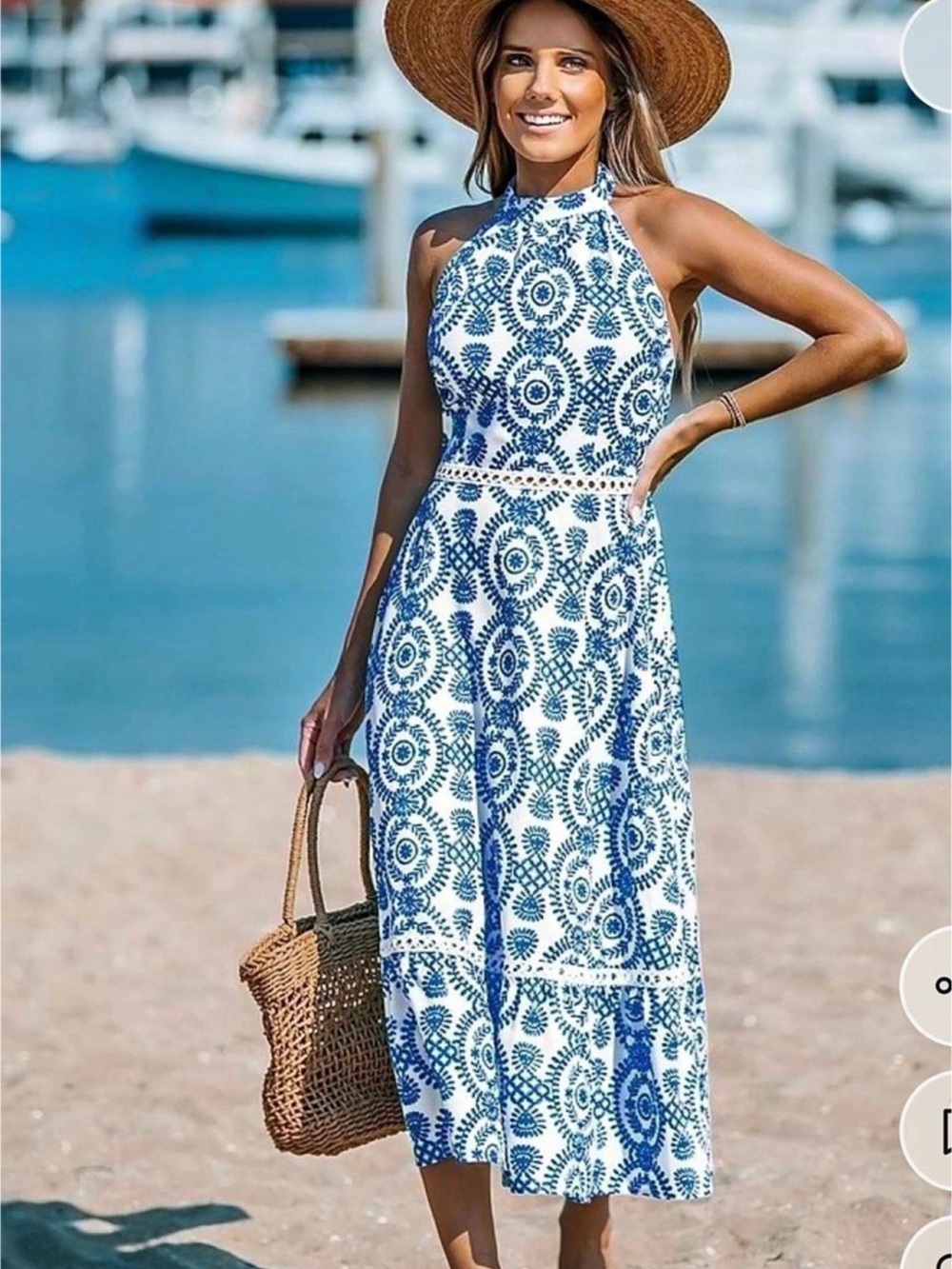 Cupshe casual Midi Dress Blue & White. Size Small